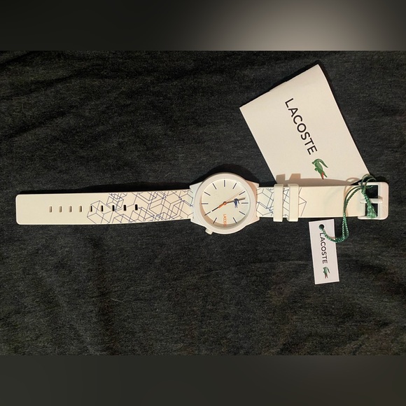 ($60) ⭐️Host Pick⭐️ Lacoste Silicone Band Watch, White & Blue - Picture 6 of 7